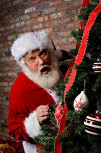 Santa Claus Surprised by the Christmas Tree